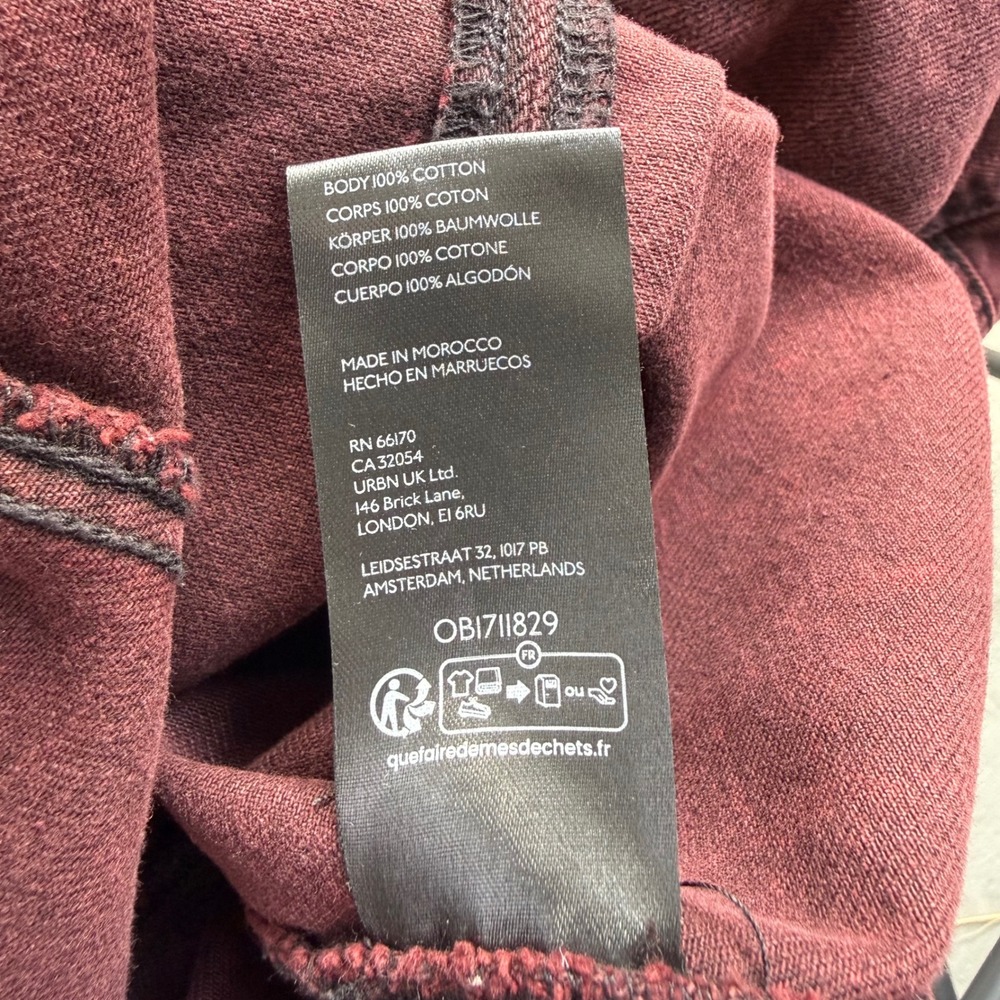Free People We The Free Cotton Barrel Leg Overalls Jumpsuit Burgundy L - Picture 6 of 10